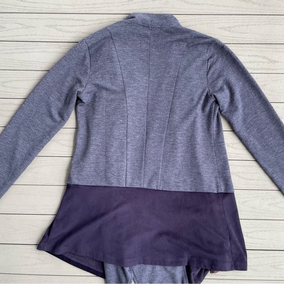 LOGO Lounge Navy/Plum Faux Suede Waterfall Collar Cardigan XXS - Picture 6 of 10